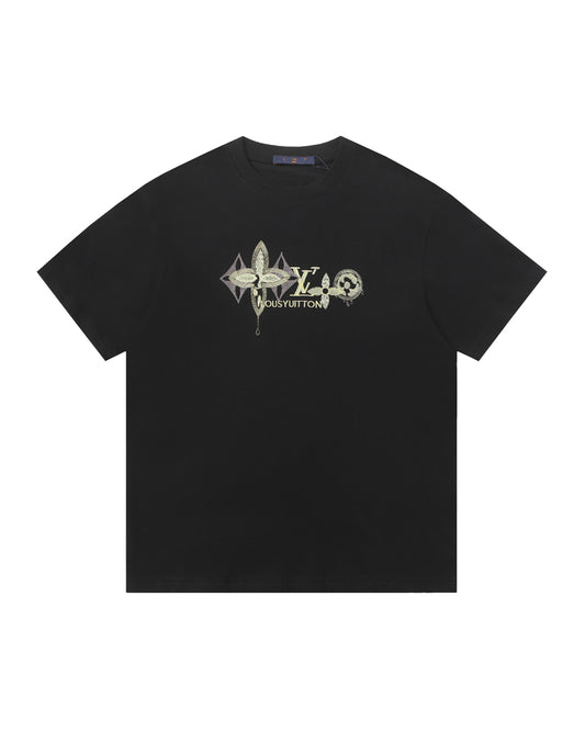 LVS Graffiti-Style Monogram Graphic White Tee 2666