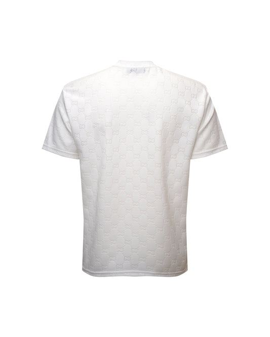 GUC All-Over GG Monogram Jacquard White Tee D02