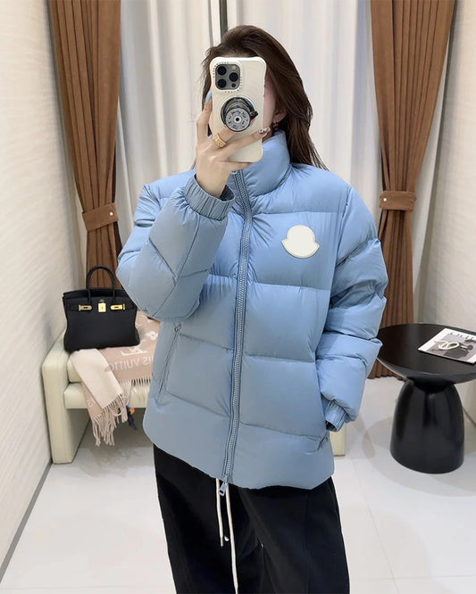 MONC Catila Short Stand Collar Women's Down Jacket Unisex Blue 502