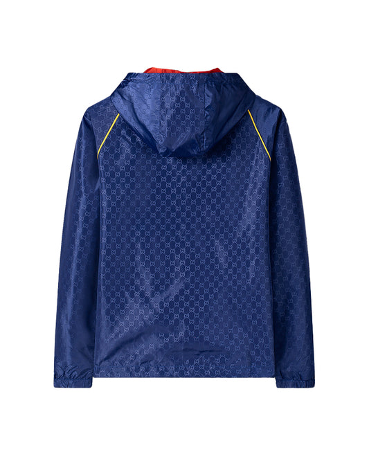 GUC Men's Navy GG Monogram Hooded Jacket 33026