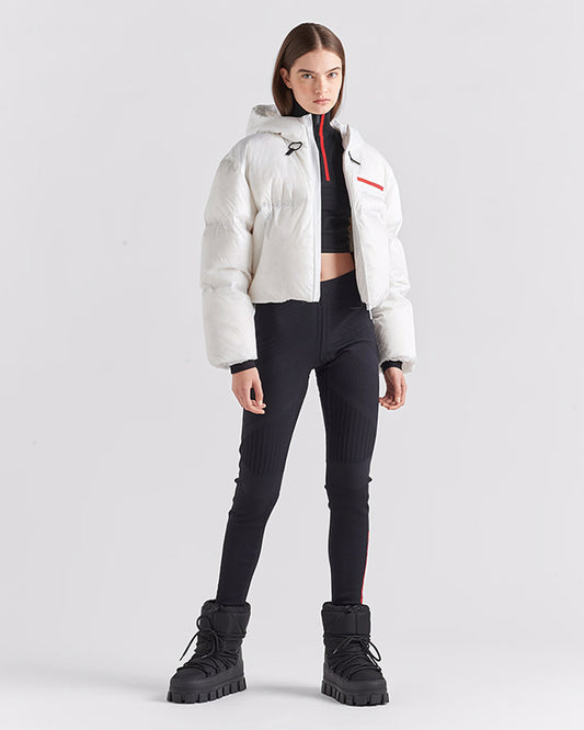 PR Linea Rossa Cropped technical Re-Nylon down jacket White 7-7012