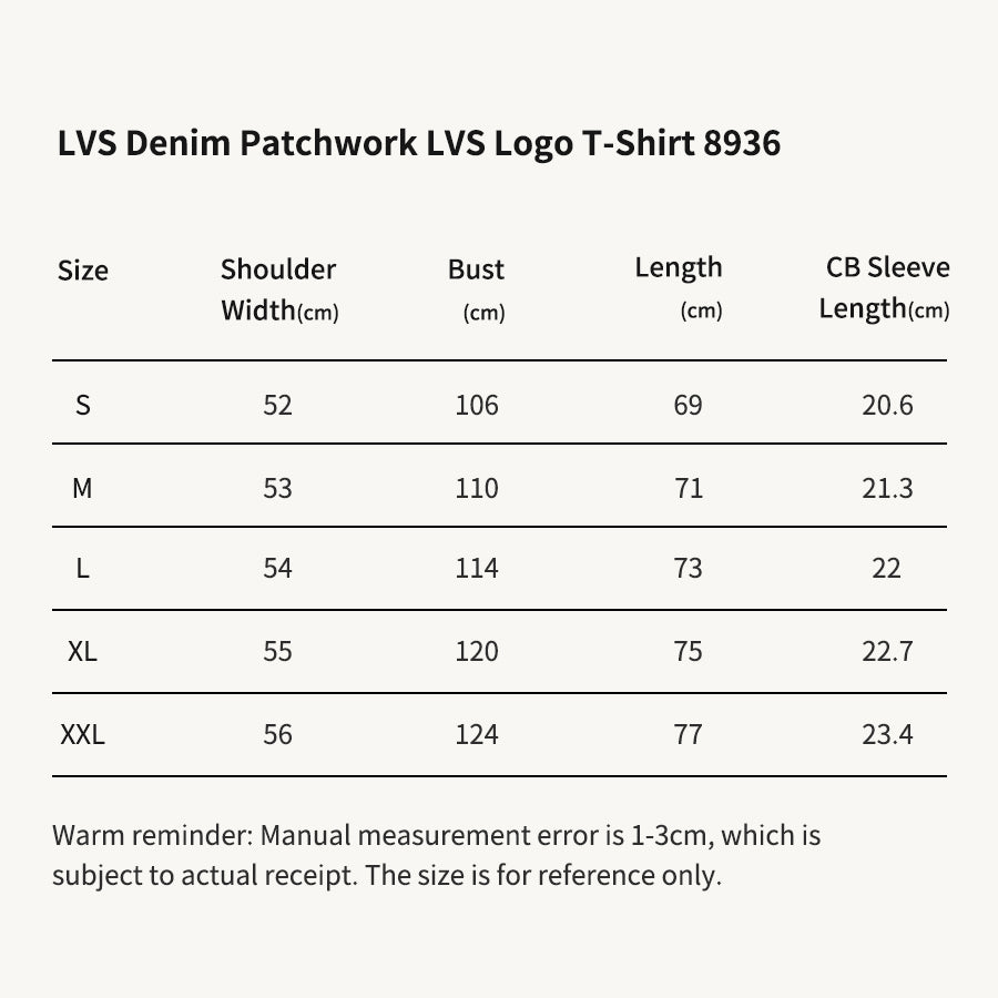 LVS Denim Patchwork LVS Logo Black T-Shirt 8936