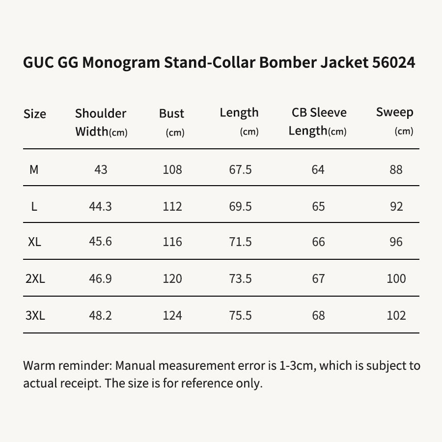 GUC GG Monogram Stand-Collar Bomber Jacket 56024