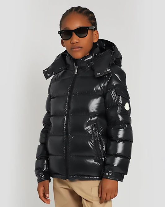 MONC New Maya Kids Hooded Down Jacket Black and White 702