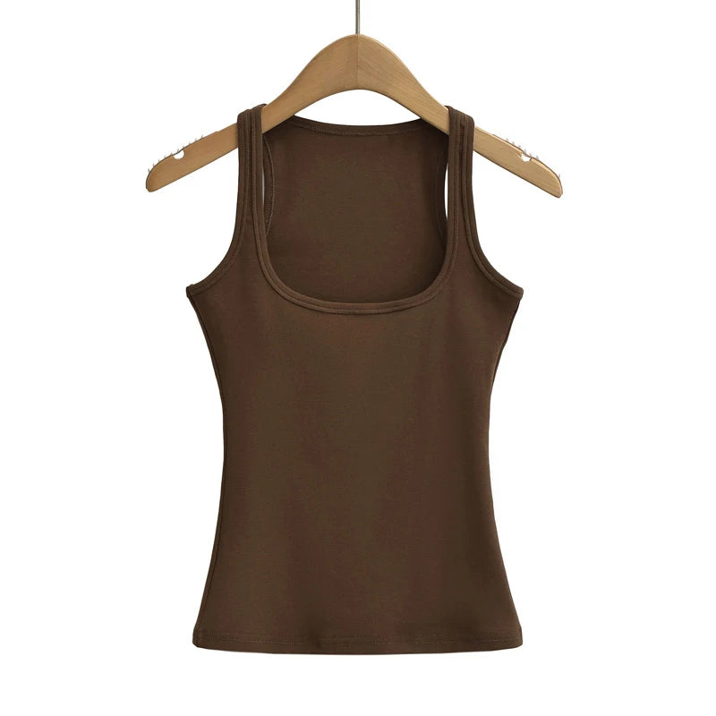 XM1635 Women Scuplted Square Neck Tank Top