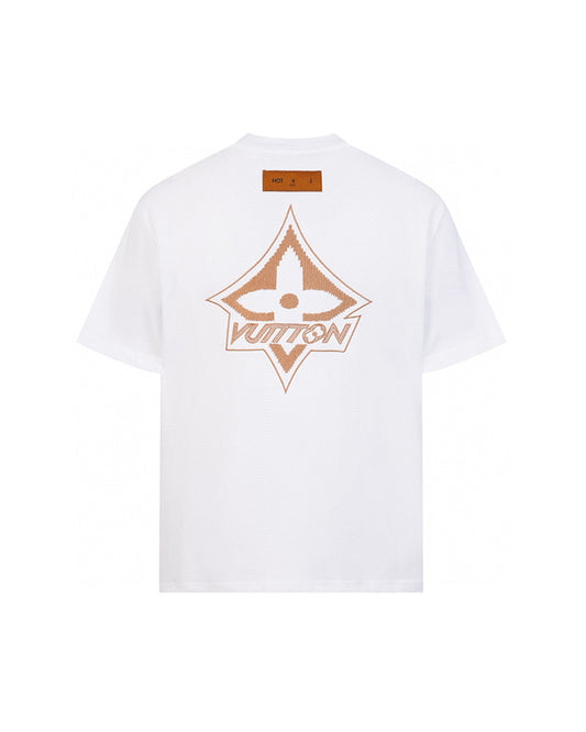 LVS Monogram Star Embroidered White Tee 9008