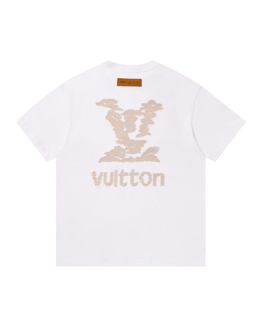 LVS Cloud-Pattern LVS Monogram White Tee 2660