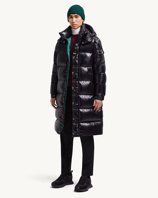 MONC Hanoverian Hooded Square-Quilted Men's Long Down Jacket 2-9205