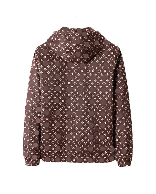 LVS Classic Pattern Brown Hooded Jacket 66142