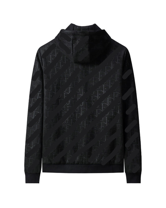 DIO The Tonal Monogram Hooded Black Jacket 56045