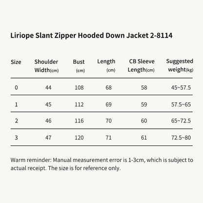 MONC Liriope White Slant Zipper Hooded Women's Down Jacket 2-8114