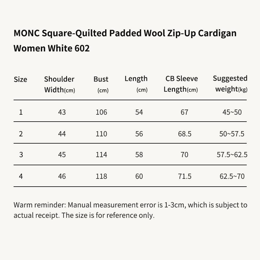 MONC Square-Quilted Padded Wool Zip-Up Cardigan Women White 602