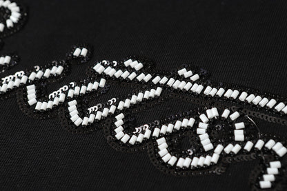 LVS Rhinestone Script Logo Black Tee 8909