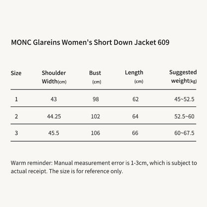 MONC Glareins Hooded Short Down Jacket White 609