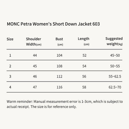 MONC Petra Women's Short Down Jacket Black 603