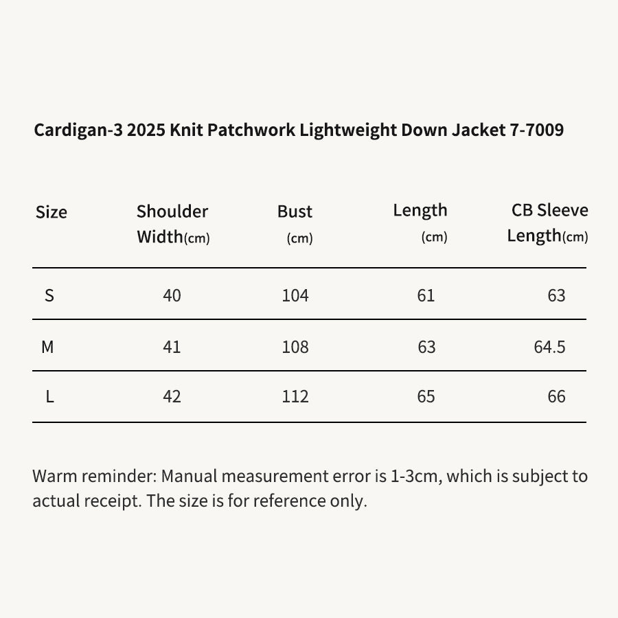 MONC Cardigan 2025 Knit Patchwork Lightweight Down Jacket 7-7009