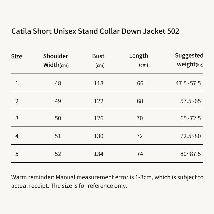 MONC Catila Short Stand Collar Men's Down Jacket Unisex Blue 502