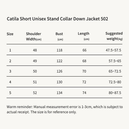 MONC Catila Short Stand Collar Men's Down Jacket Unisex Blue 502
