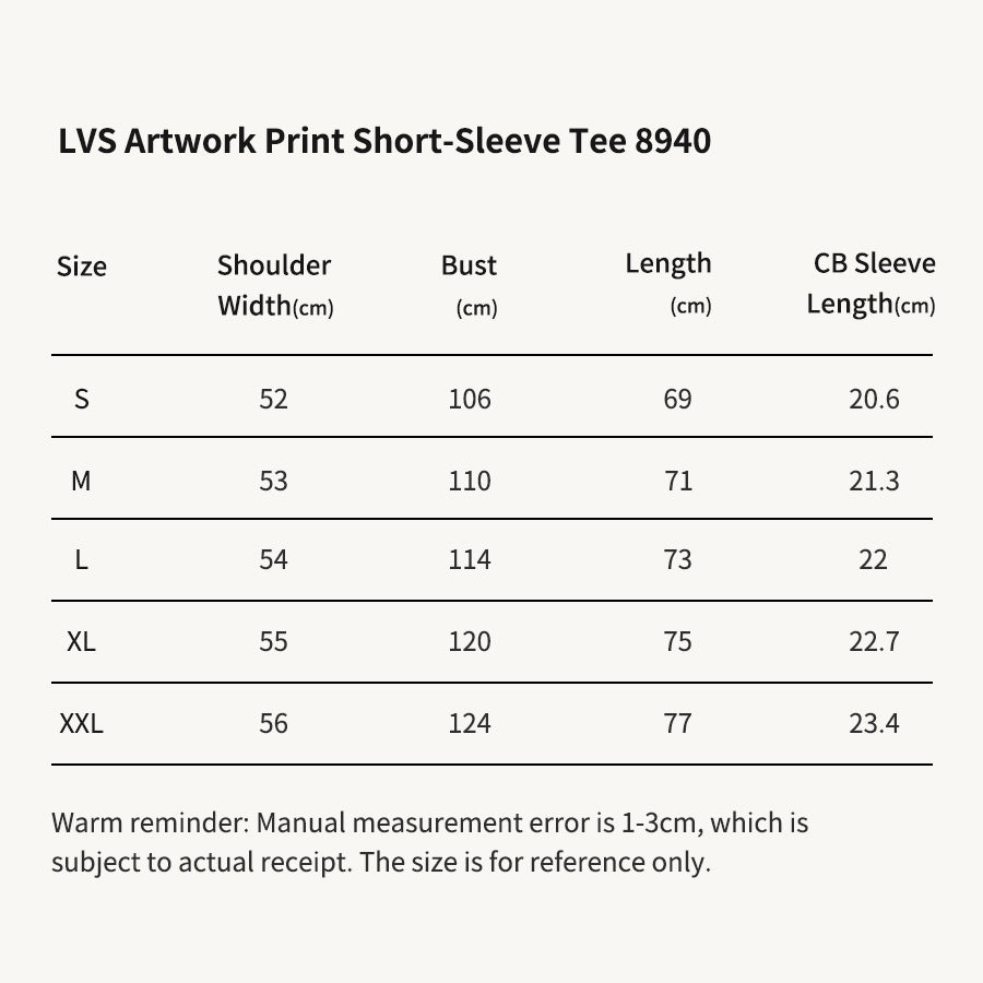 LVS Artwork Print Short-Sleeve Beige Tee 8940