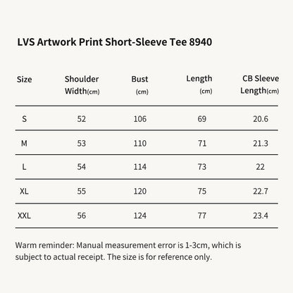 LVS Artwork Print Short-Sleeve Beige Tee 8940