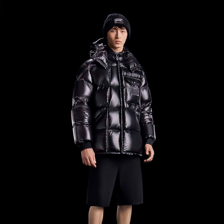 MONC Hiroshi Fujiwara Snow Mountain Joint Men's Black Hat Removable Down Jacket 1-8120