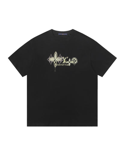 LVS Graffiti-Style Monogram Graphic Black Tee 2666