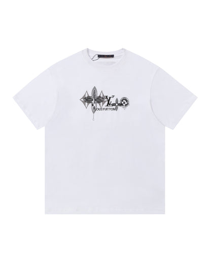 LVS Graffiti-Style Monogram Graphic Black Tee 2666