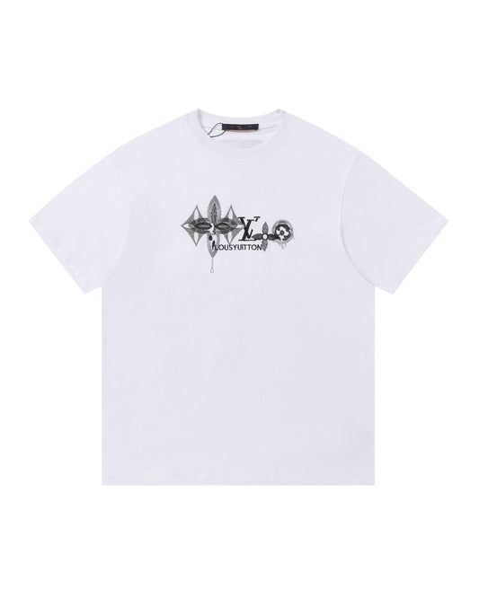 LVS Graffiti-Style Monogram Graphic Black Tee 2666