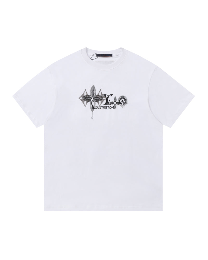 LVS Graffiti-Style Monogram Graphic White Tee 2666