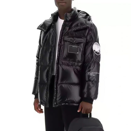MONC Hiroshi Fujiwara Snow Mountain Joint Men's Black Hat Removable Down Jacket 1-8120
