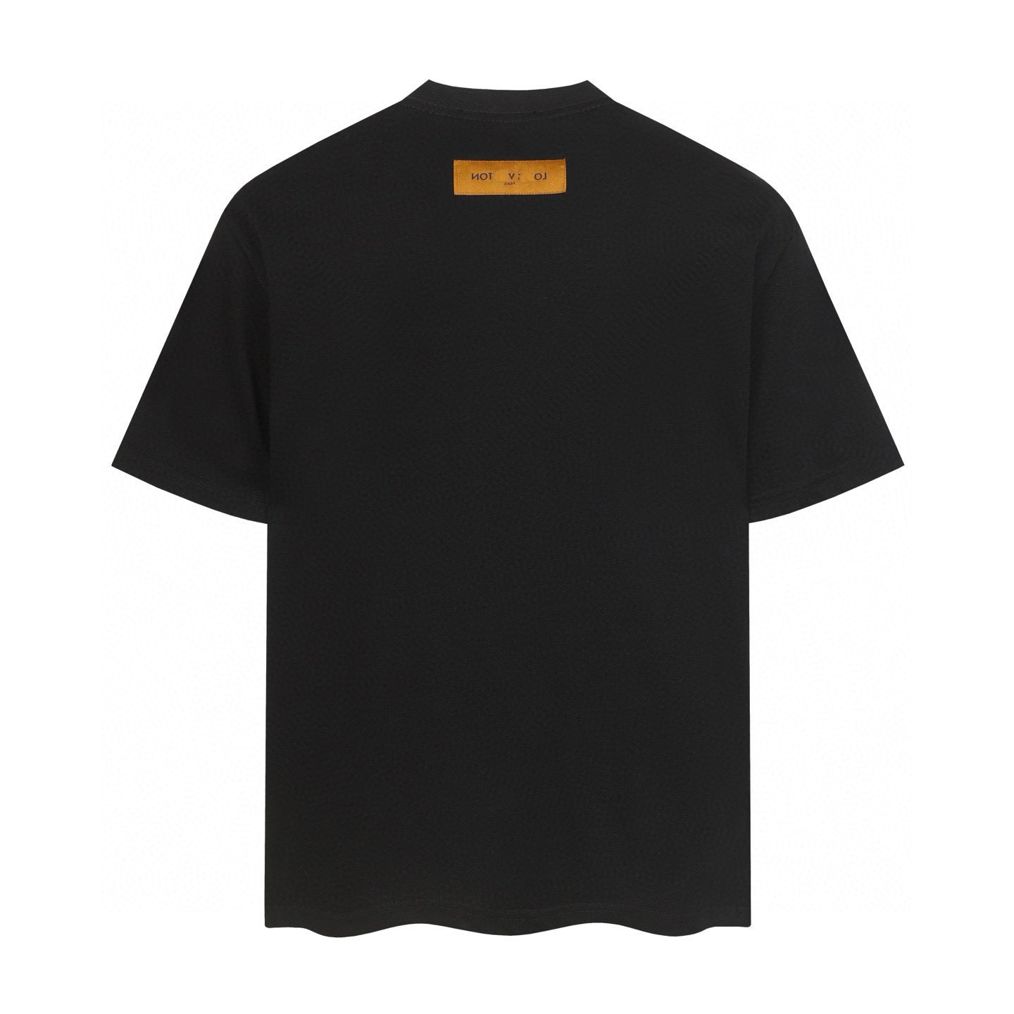 LVS Curved Collar Monogram Letter Black Tee 8903