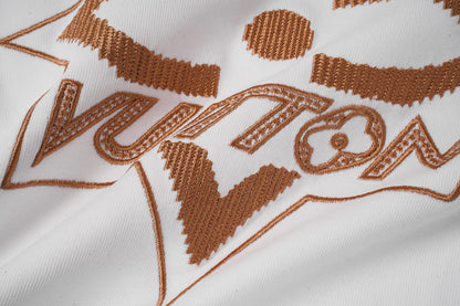 LVS Monogram Star Embroidered White Tee 9008