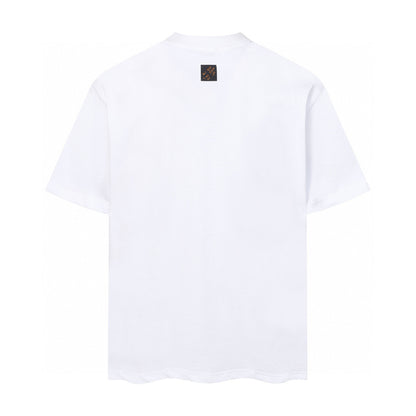LVS Rhinestone Script Logo White Tee 8909