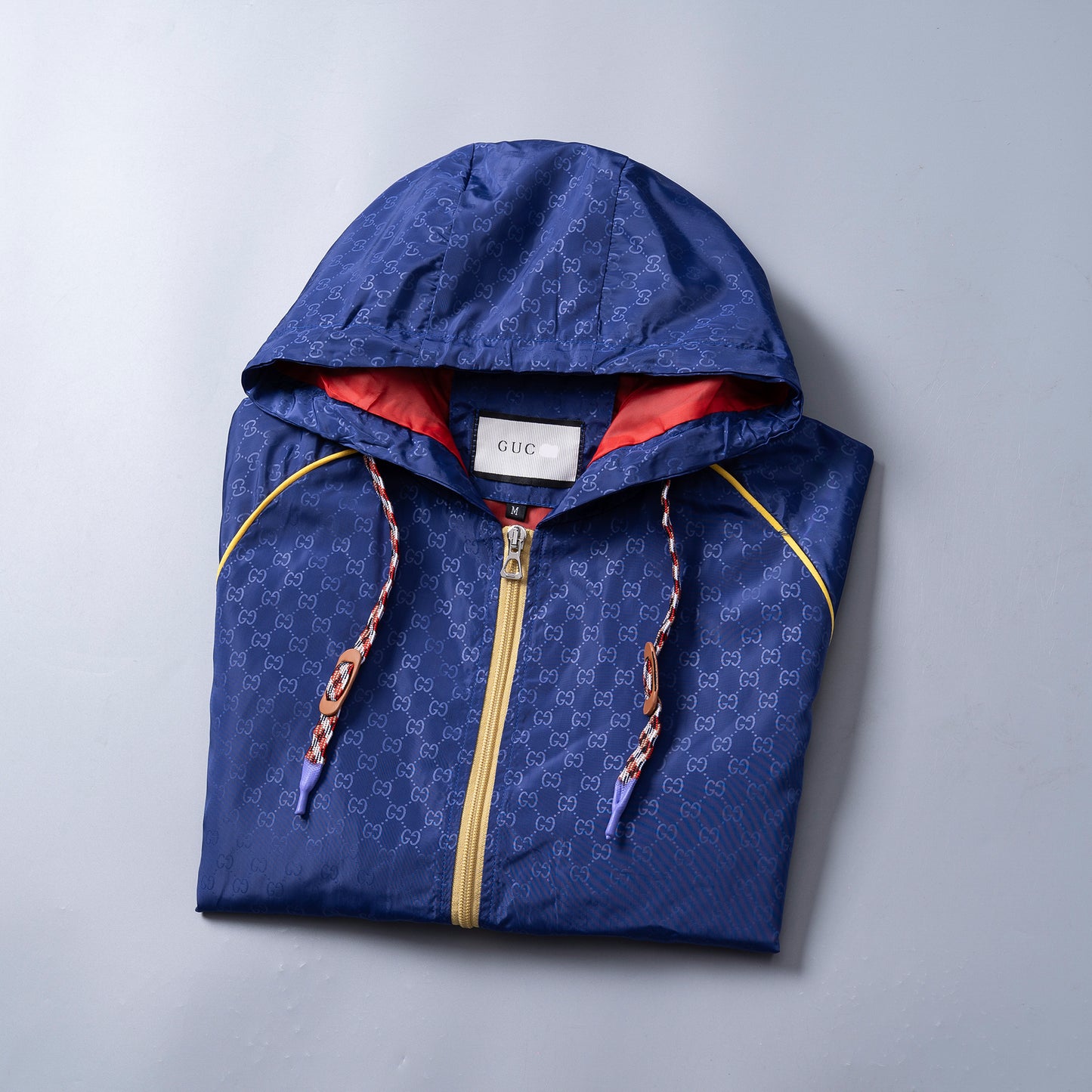 GUC Men's Navy GG Monogram Hooded Jacket 33026