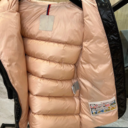 MONC Liriope White Slant Zipper Hooded Women's Down Jacket 2-8114