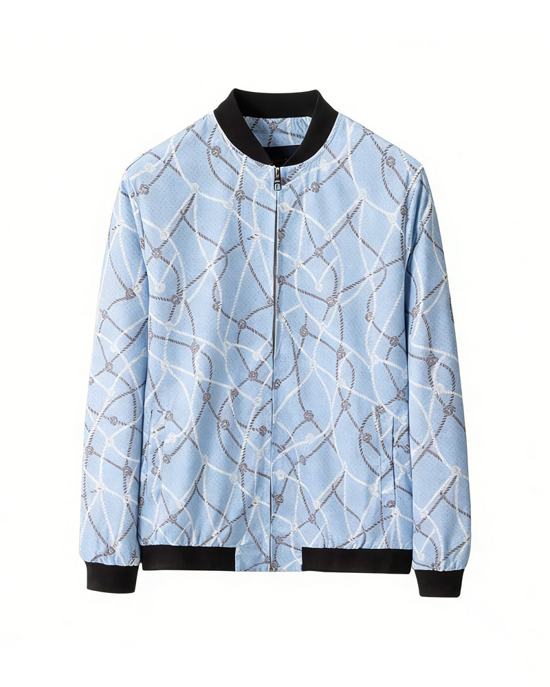 LVS Sky-blue Rope Print Jacket 66141