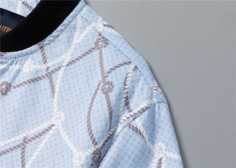 LVS Sky-blue Rope Print Jacket 66141