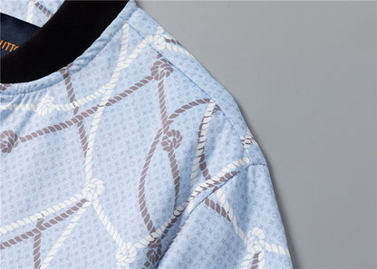 LVS Sky-blue Rope Print Jacket 66141