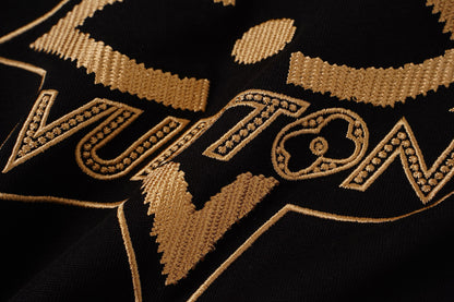 LVS Monogram Star Embroidered Black Tee 9008