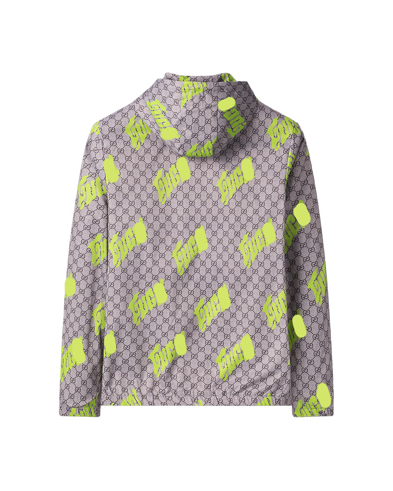 GUC Men's GG Monogram Neon Logo Hooded Jacket 56014