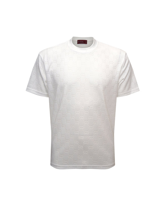 GUC All-Over GG Monogram Jacquard White Tee D02