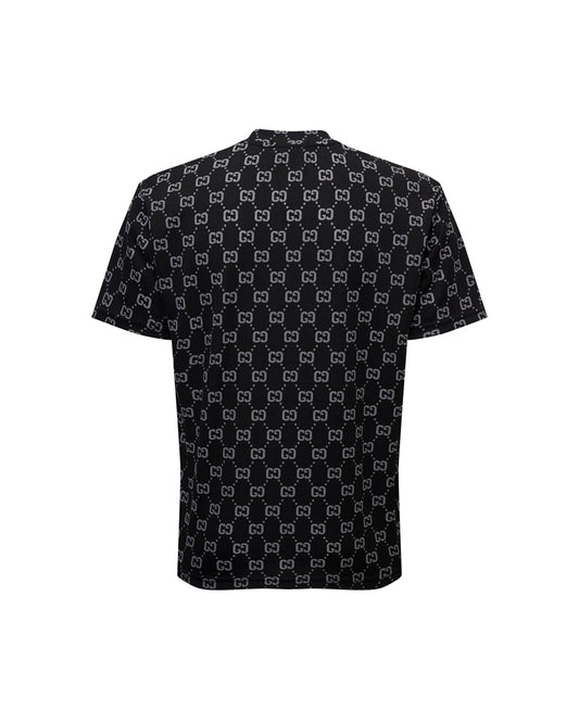 GUC All-Over GG Monogram Jacquard Black Tee D02