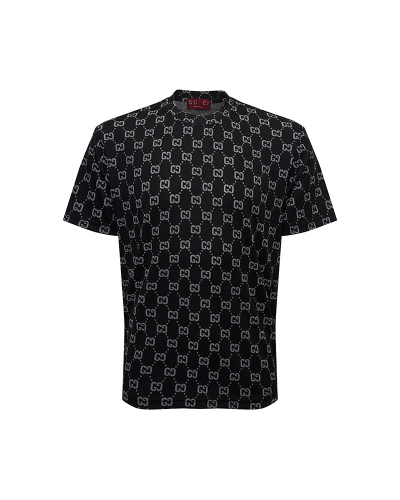 GUC All-Over GG Monogram Jacquard White Tee D02