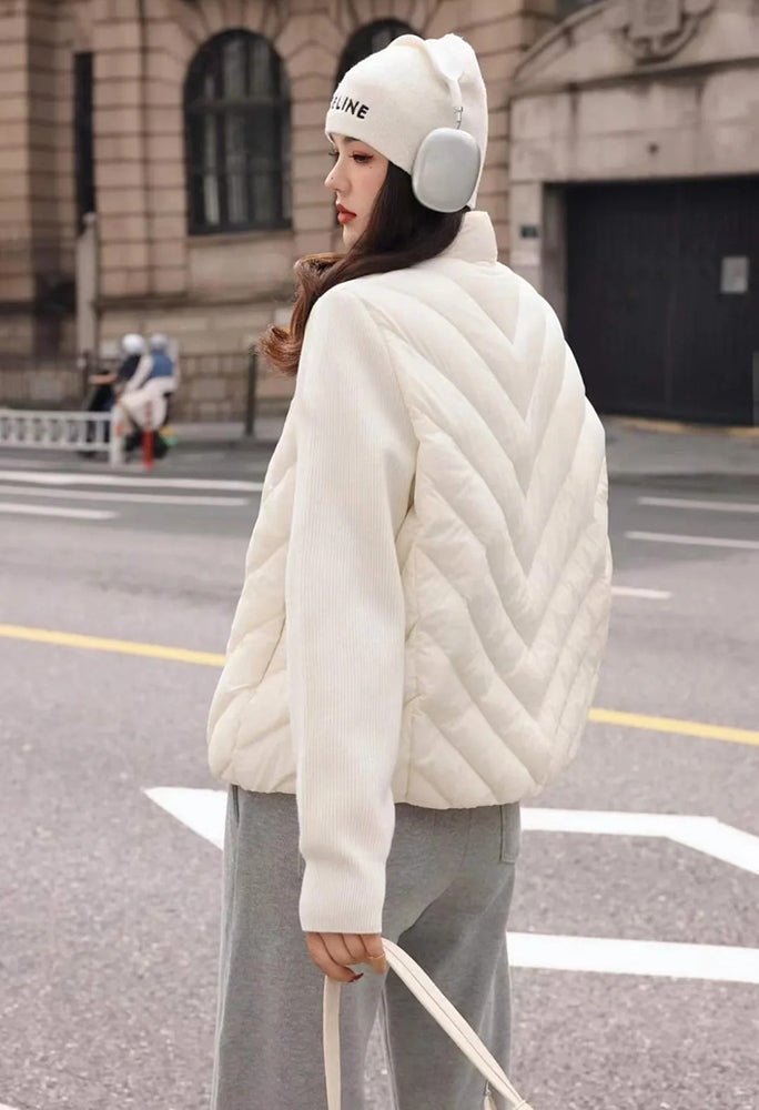 MONC Cardigan 2025 Knit Patchwork Lightweight Down Jacket 7-7009