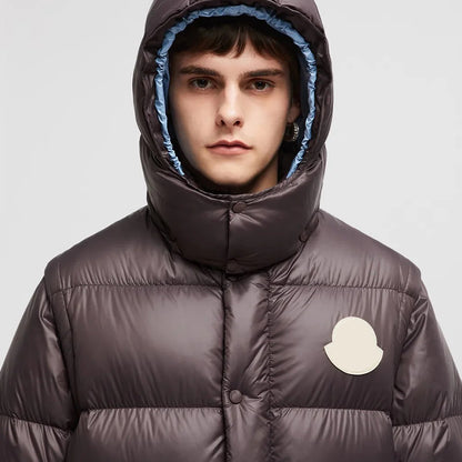 MONC Cyclone 2-in-1 Removable Hat Sleeves Short Down Jacket Brown 503