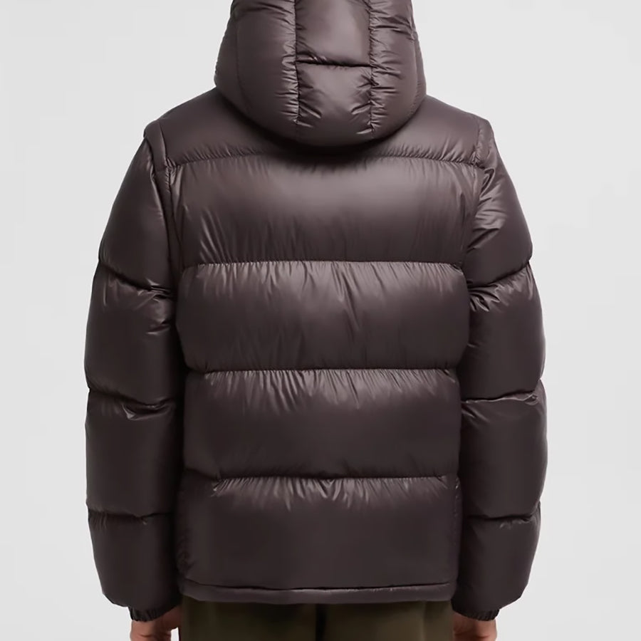 MONC Cyclone 2-in-1 Removable Hat Sleeves Short Down Jacket Brown 503