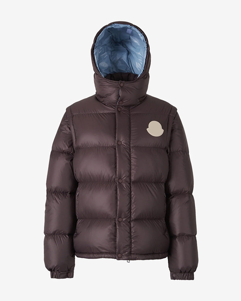 MONC Cyclone 2-in-1 Removable Hat Sleeves Short Down Jacket Brown 503
