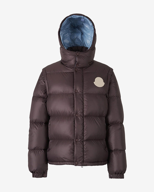 MONC Cyclone 2-in-1 Removable Hat Sleeves Short Down Jacket Brown 503