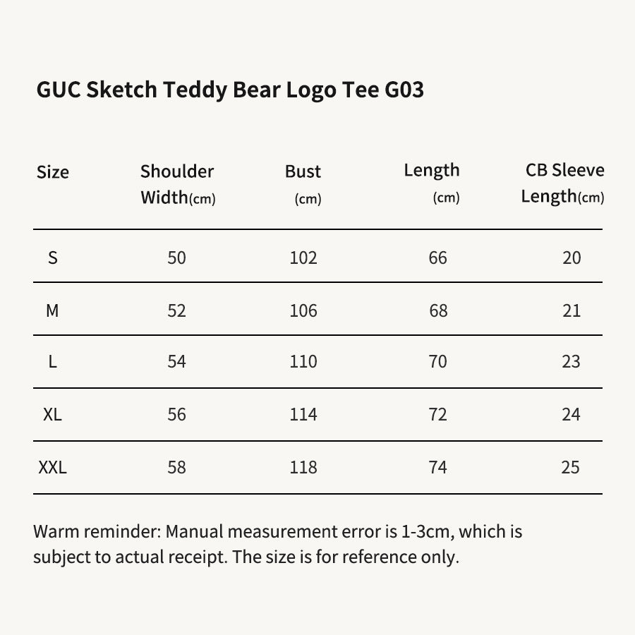 GUC Sketch Teddy Bear Logo Black Tee G03