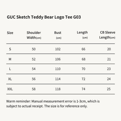 GUC Sketch Teddy Bear Logo Black Tee G03